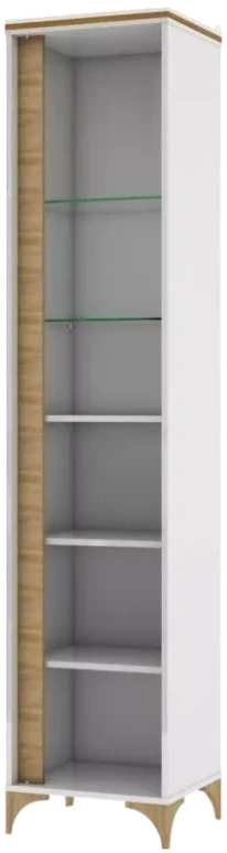 Шкаф Хлоя, со стеклом, Белый / Дуб небраска