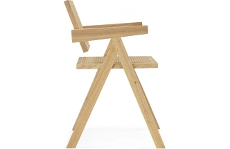 Деревянный стул Rattan, с подлокотниками, дерево / искусственный ротанг