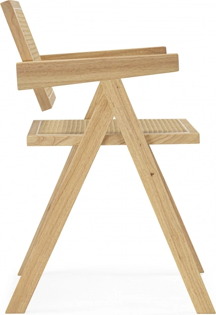 Деревянный стул Rattan, с подлокотниками, дерево / искусственный ротанг