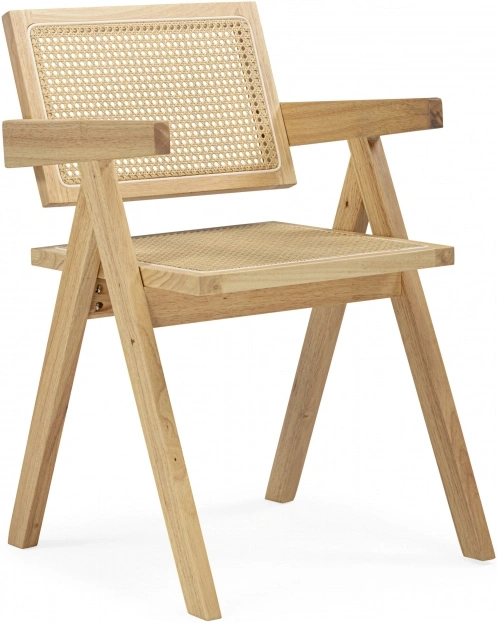 Деревянный стул Rattan, с подлокотниками, дерево / искусственный ротанг