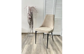 Стул Nepal-P, мягкий, латте #25, велюр, черный каркас 