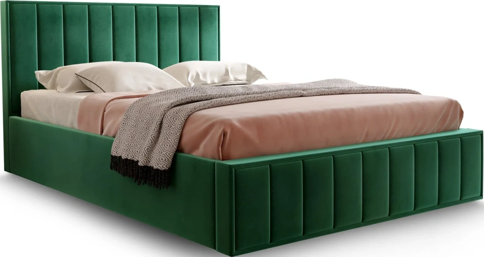 Кровать Женева 180, двуспальная, мягкая, мора зеленый