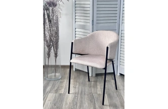 Стул Дилл, мягкий, Lana 13 бежевый, ткань, черный каркас 