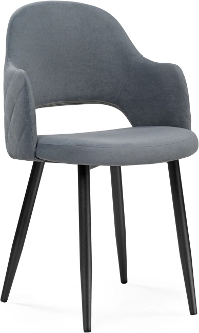 Стул Гутрид, на металлокаркасе, ромбы сзади, серый / чёрный