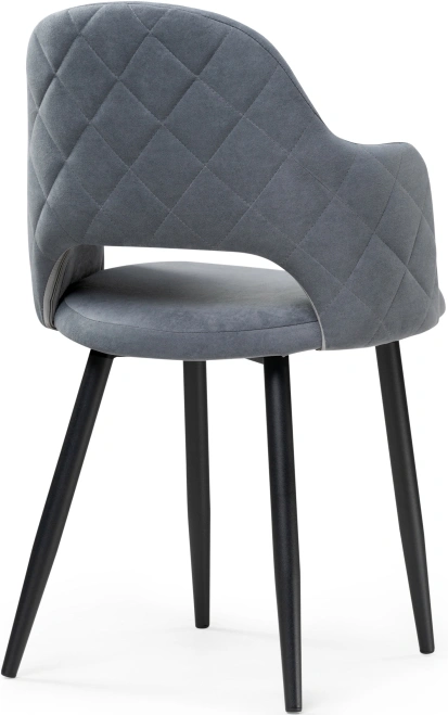 Стул Гутрид, на металлокаркасе, ромбы сзади, серый / чёрный