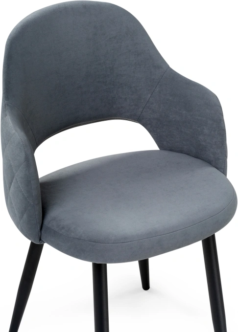 Стул Гутрид, на металлокаркасе, ромбы сзади, серый / чёрный