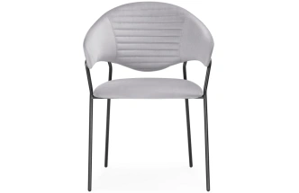 Стул Рансол, мягкий, серый / черный глянец