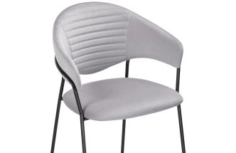 Стул Рансол, мягкий, серый / черный глянец