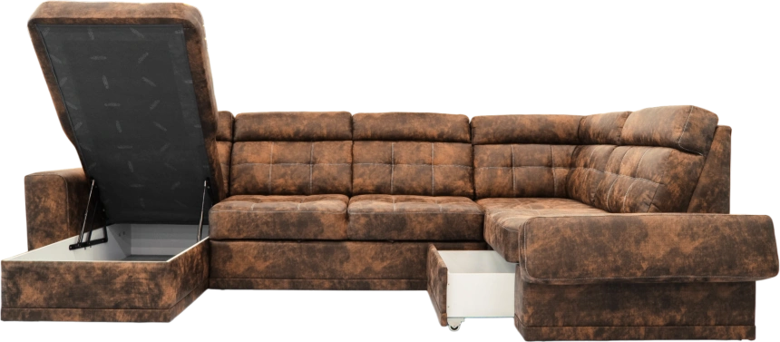 Диван модульный П-образный Мартин, Маборо 08 (рыж), Венге