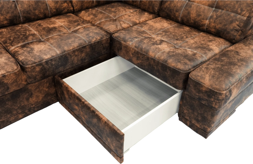 Диван модульный П-образный Мартин, Маборо 08 (рыж), Венге