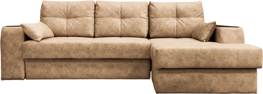 Диван угловой Остин, угол правый, ткань Блисс 05 (песочно-беж), Венге