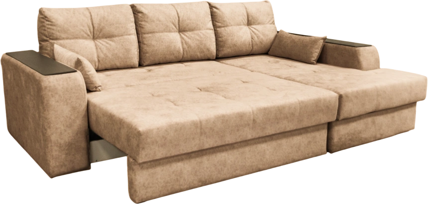 Диван угловой Остин, угол правый, ткань Блисс 05 (песочно-беж), Венге