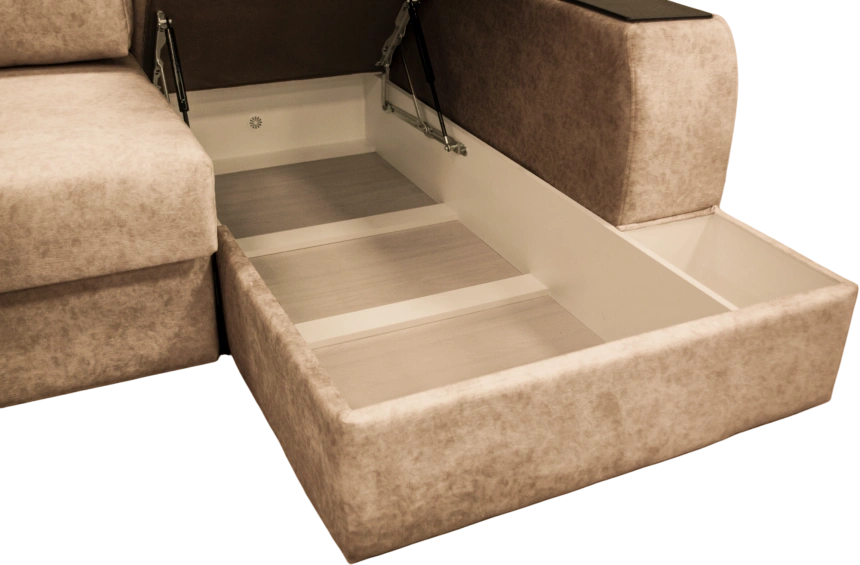 Диван угловой Остин, угол правый, ткань Блисс 05 (песочно-беж), Венге