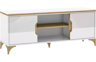 Тумба под ТВ Хлоя, с полками, Белый / Дуб небраска