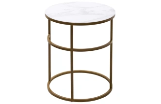 Журнальный столик Френсис, Белый мрамор, стекло, золотой каркас