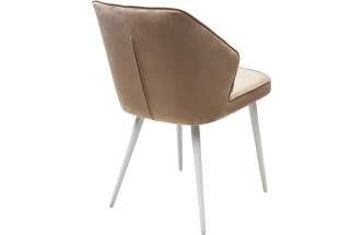 Стул Seattle-V, мягкий, бежевый #5, велюр, белый каркас