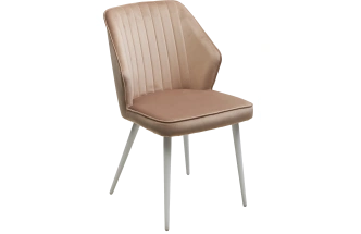 Стул Seattle-V, мягкий, бежевый #5, велюр, белый каркас