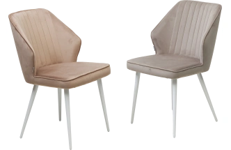 Стул Seattle-V, мягкий, бежевый #5, велюр, белый каркас