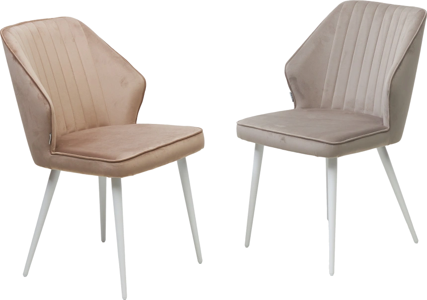 Стул Seattle-V, мягкий, бежевый #5, велюр, белый каркас