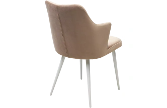 Стул Herman, мягкий, бежевый #5, велюр, белый каркас