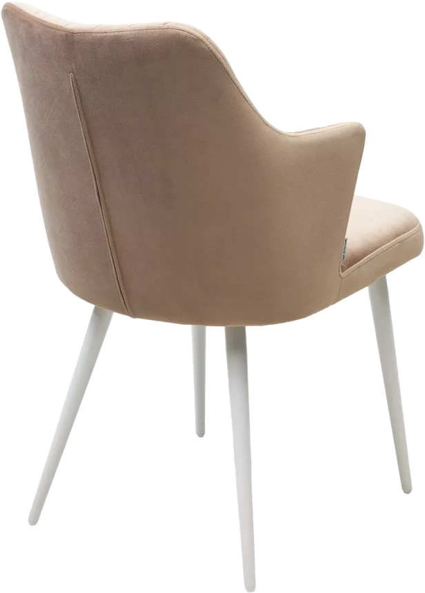 Стул Herman, мягкий, бежевый #5, велюр, белый каркас
