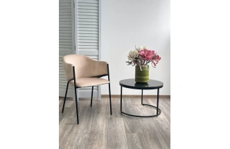 Стул Дилл, мягкий, H-06 бежевый, велюр, черный каркас 