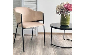 Стул Дилл, мягкий, H-06 бежевый, велюр, черный каркас 