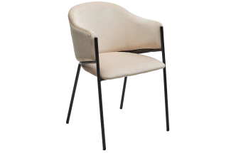 Стул Дилл, мягкий, H-06 бежевый, велюр, черный каркас 