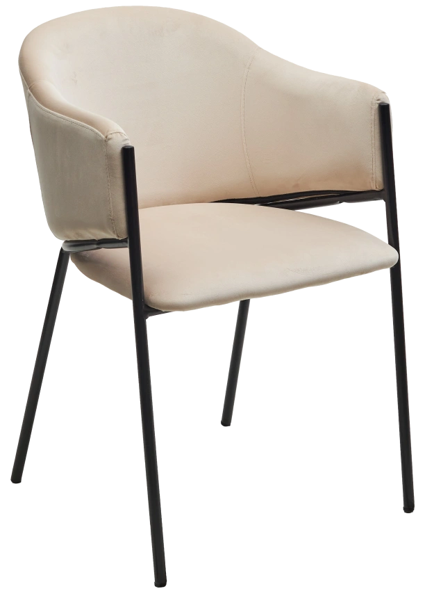 Стул Дилл, мягкий, H-06 бежевый, велюр, черный каркас