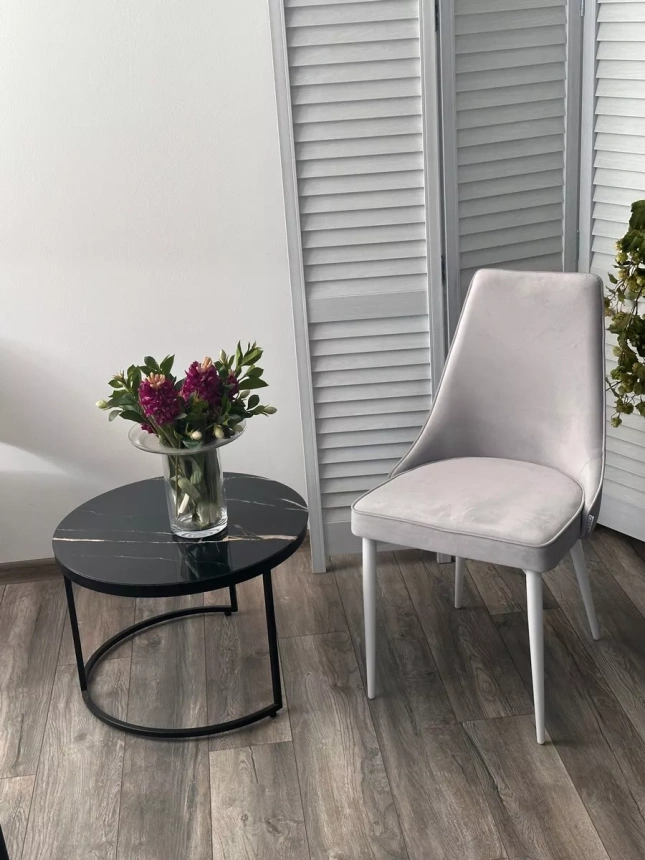 Стул Nepal-P, мягкий, светло-серый BM-4, велюр, белый каркас 