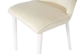 Стул Дейзи, мягкий, монолит бежевый, велюр, каркас белый