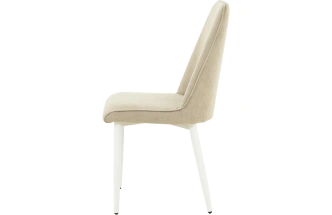 Стул Дейзи, мягкий, монолит бежевый, велюр, каркас белый