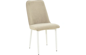 Стул Дейзи, мягкий, монолит бежевый, велюр, каркас белый