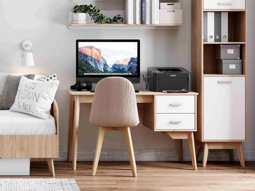 Шкаф однодверный Калгари, распашной, дуб светлый / белый матовый