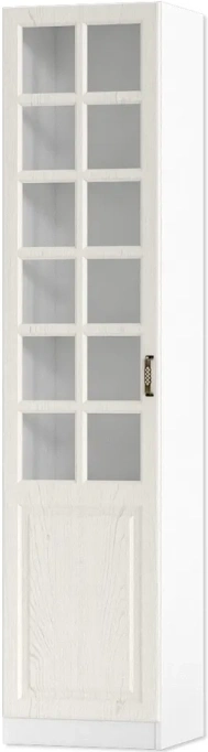 Витрина со стеклом Ливерпуль, белый / ясень ваниль