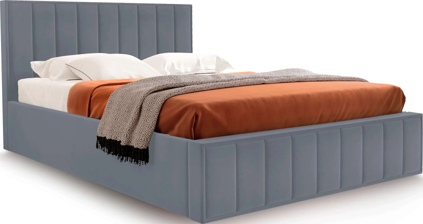 Кровать Женева 180, двуспальная, мягкая, мора серый
