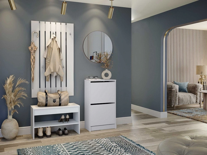 Модульная прихожая Лофт 117.10, с большой вешалкой, белый 