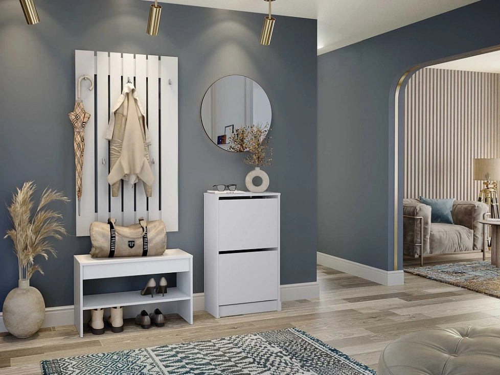 Модульная прихожая Лофт 117.10, с большой вешалкой, белый 