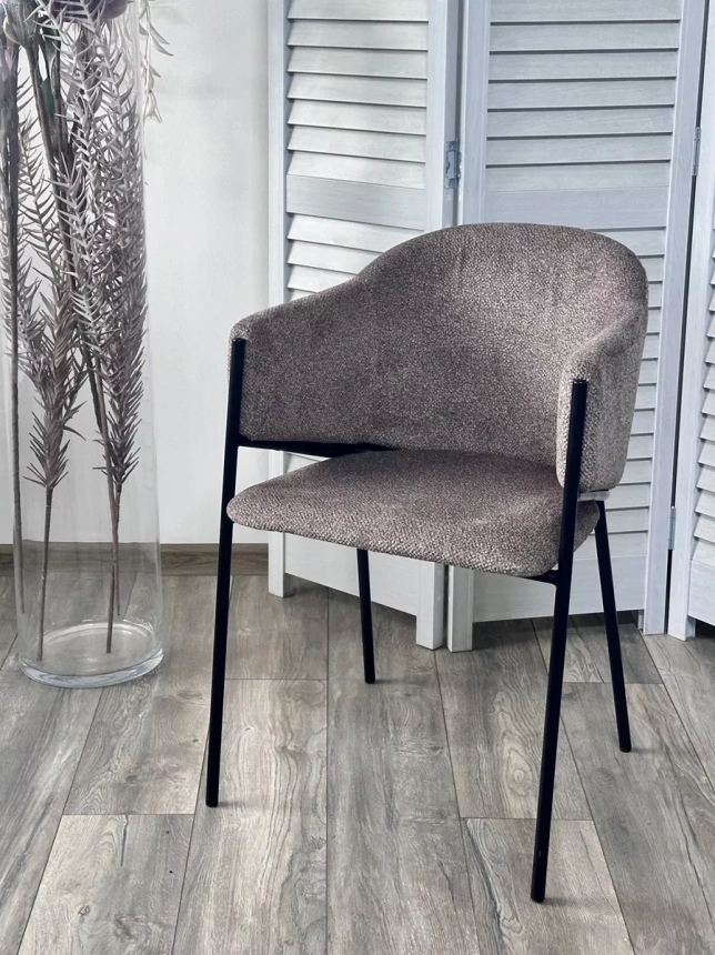 Стул Дилл, мягкий, Lana 30 коричневый, ткань, черный каркас 