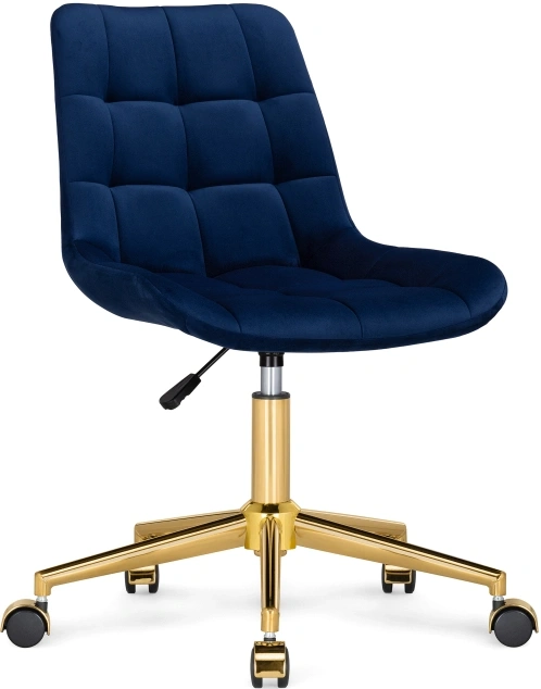 Офисный стул Честер, на колесиках, синий / золото