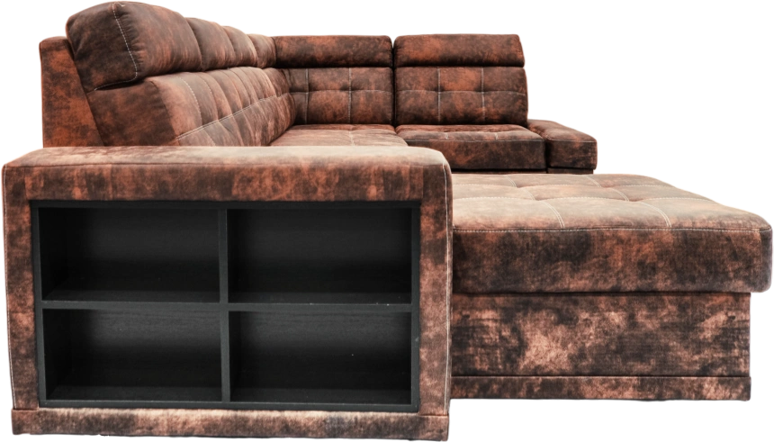 Диван модульный П-образный Мартин, Маборо 09 (каштан), Венге 