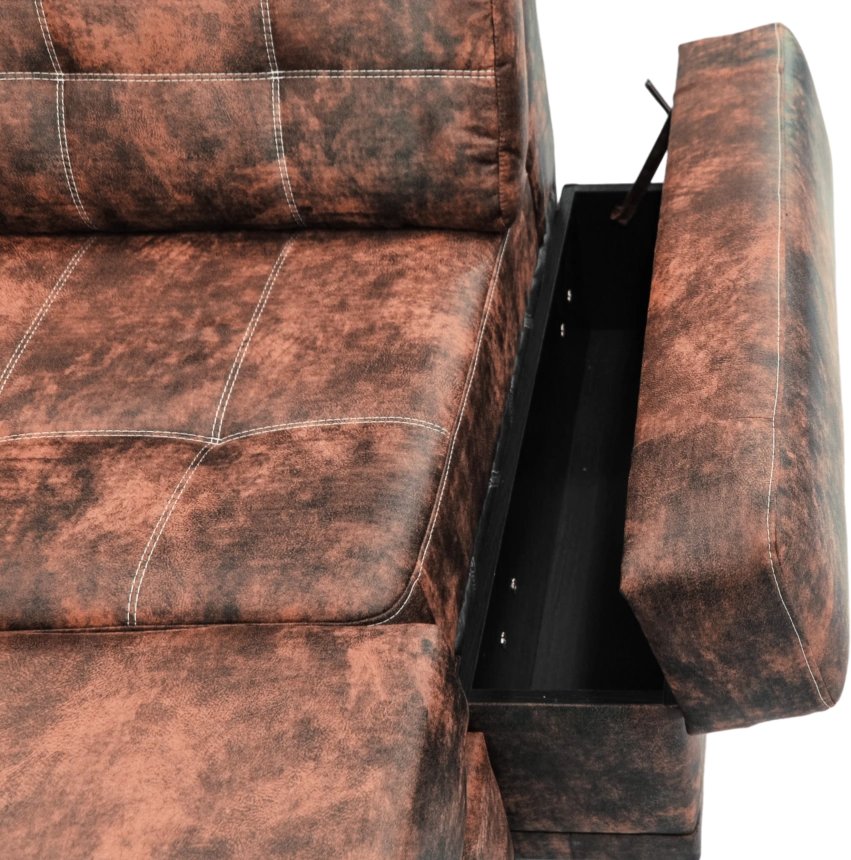 Диван модульный П-образный Мартин, Маборо 09 (каштан), Венге 