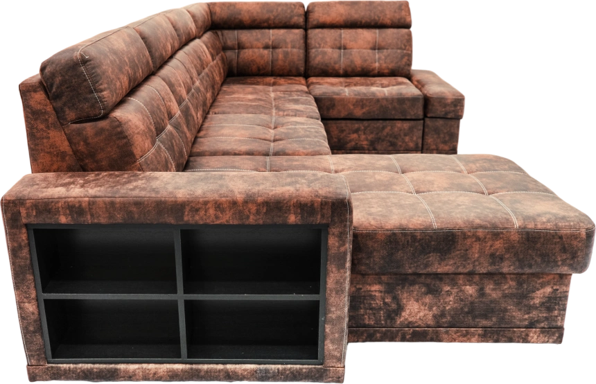 Диван модульный П-образный Мартин, Маборо 09 (каштан), Венге 