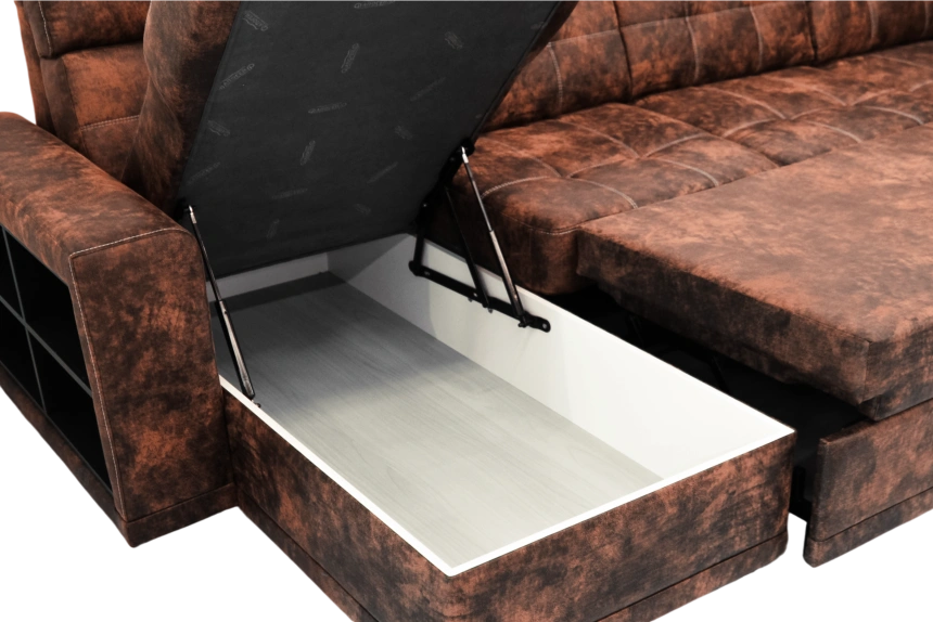 Диван модульный П-образный Мартин, Маборо 09 (каштан), Венге 