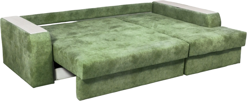 Диван угловой Остин, ткань Fresca deep green, угол правый, декор Рамух белый