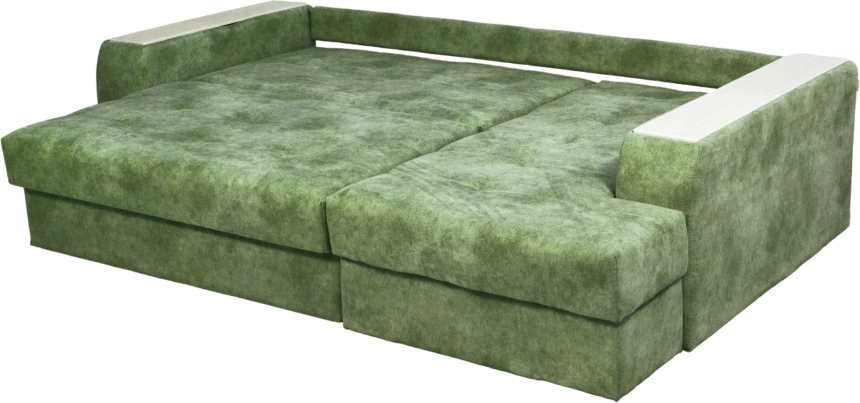 Диван угловой Остин, ткань Fresca deep green, угол правый, декор Рамух белый