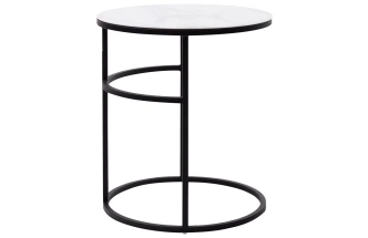 Журнальный столик Френсис, белый мрамор, стекло, черный