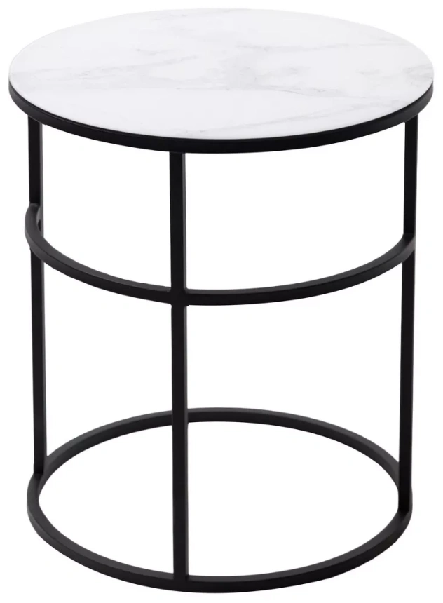 Журнальный столик Френсис, белый мрамор, стекло, черный 