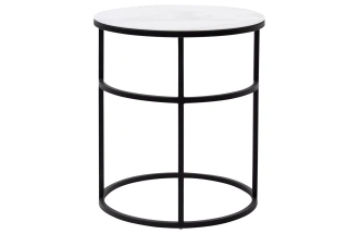 Журнальный столик Френсис, белый мрамор, стекло, черный