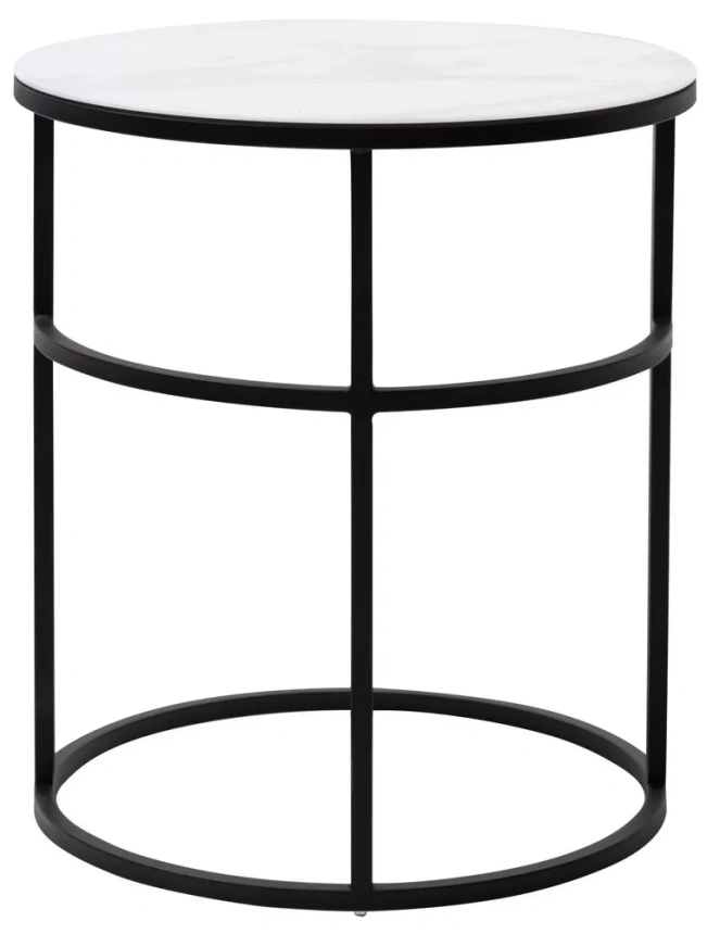 Журнальный столик Френсис, белый мрамор, стекло, черный 